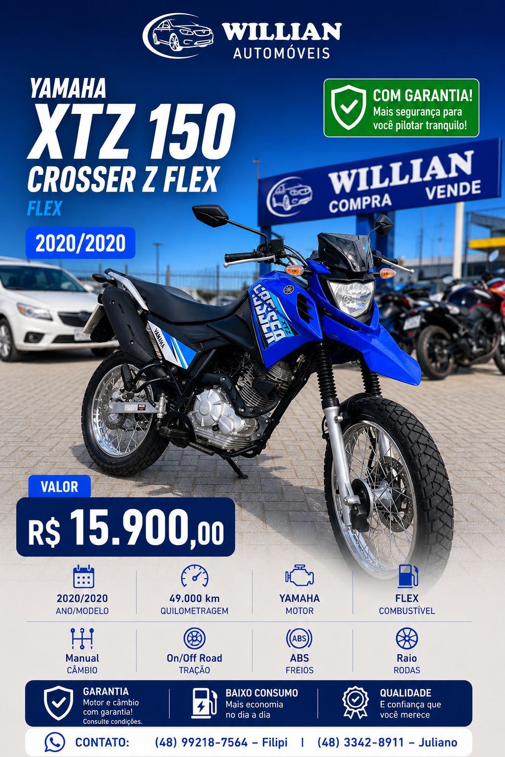 Yamaha XTZ 150 Crosser Z Flex 2020 | 49 Mil KM | Muito 